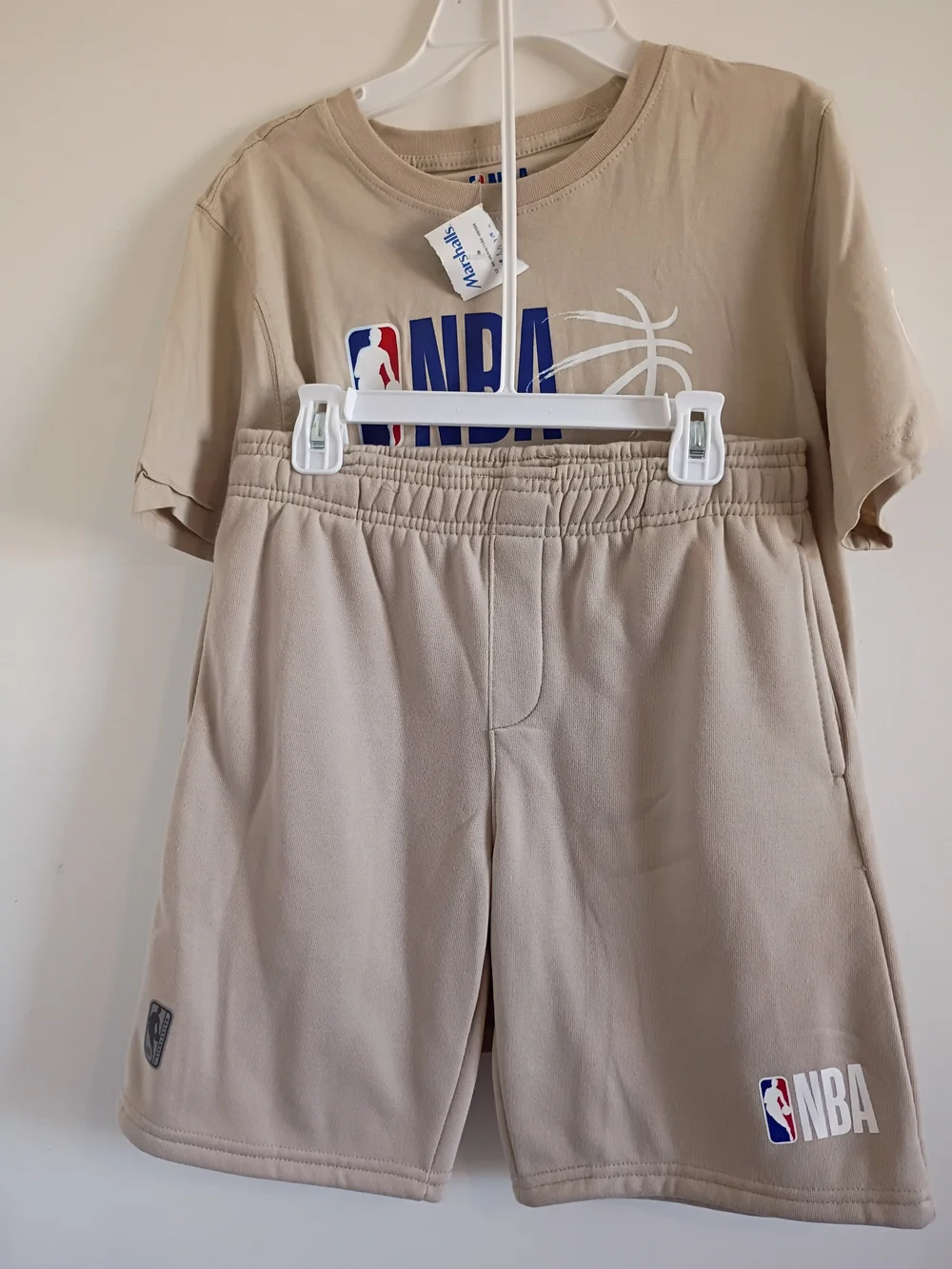 NBA Kids Matching Set Beige with Blue, Red, White Logo